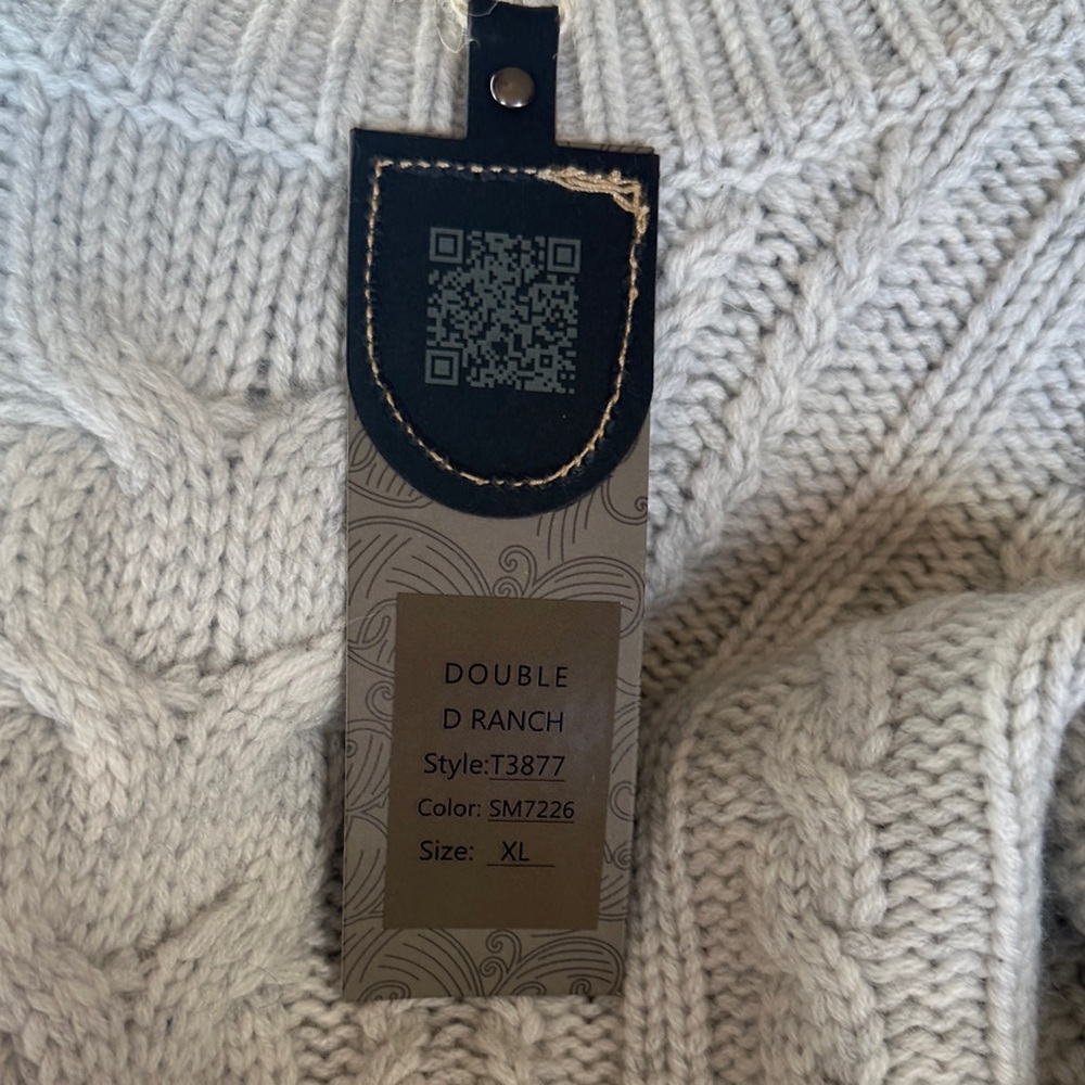 Double D Ranch Cream Cable Knit Sweater - Picture 4 of 6